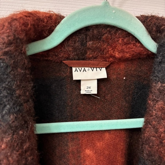 ➕ Ava & Viv Plaid Sherpa Coat Women’s Plus Size 2x - Picture 4 of 7